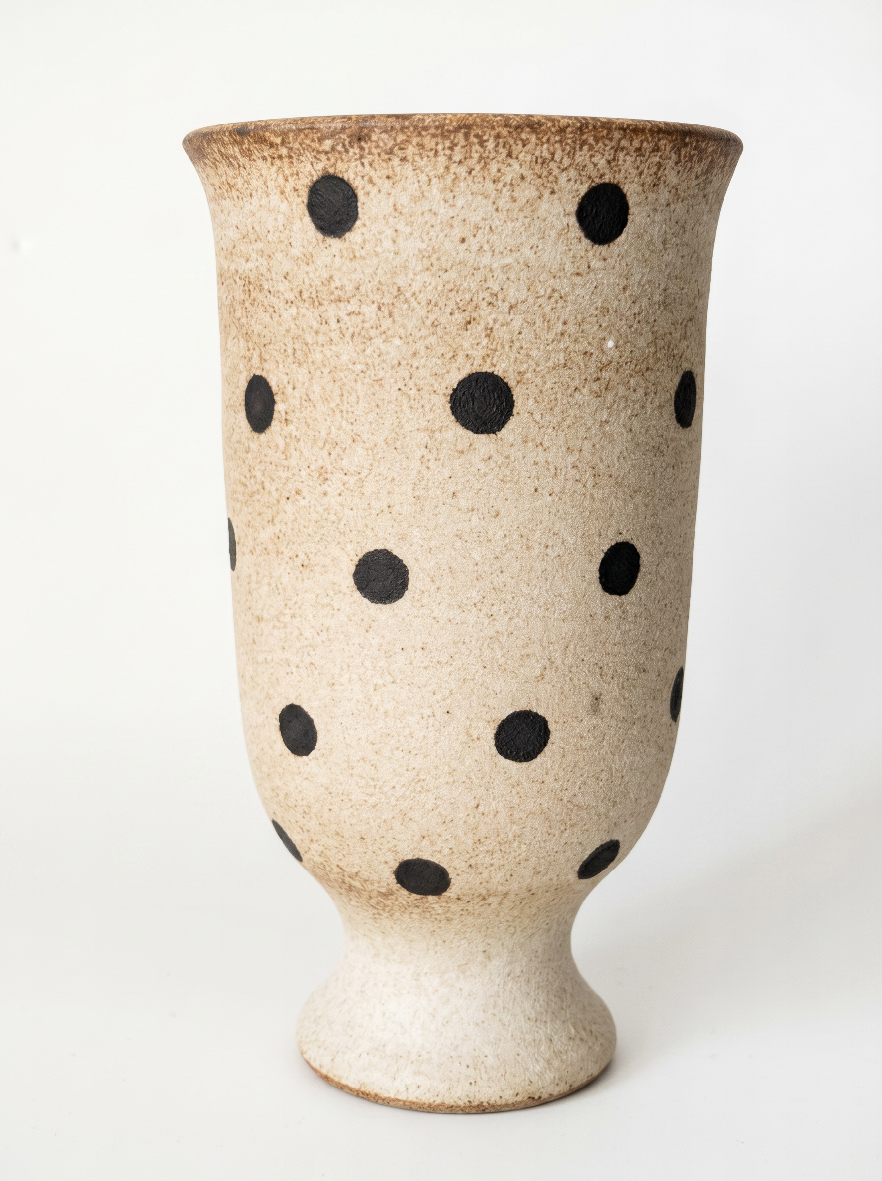 Speckled Polka Dot Footed Cup | Rustic Ceramic Goblet | Sand & Black Stoneware Tumbler | Wabi-Sabi Aesthetic Drinkware | Kove Ceramics