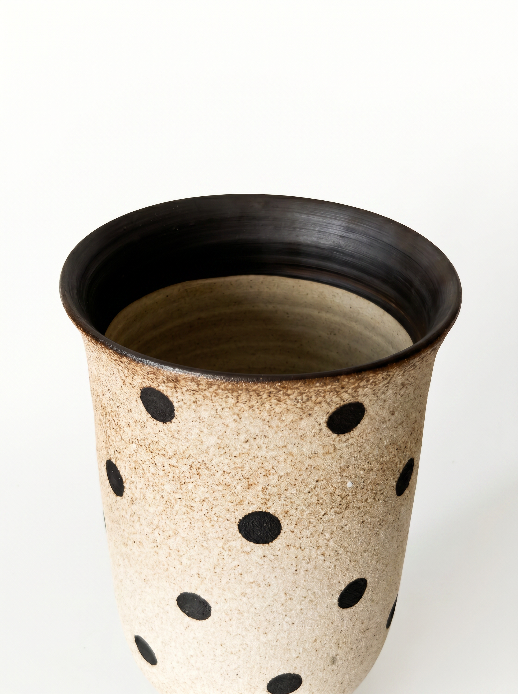 Speckled Polka Dot Footed Cup | Rustic Ceramic Goblet | Sand & Black Stoneware Tumbler | Wabi-Sabi Aesthetic Drinkware | Kove Ceramics