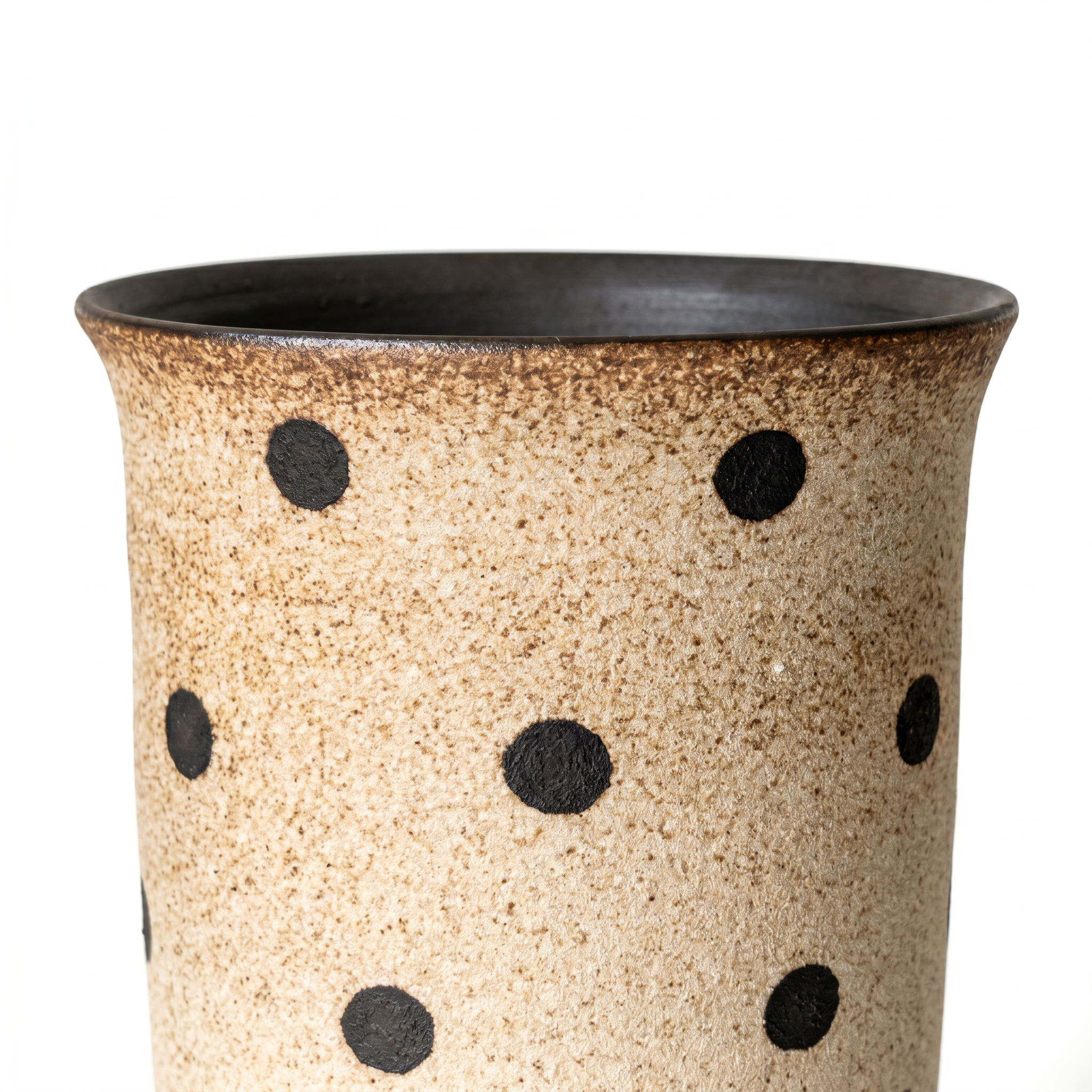 Speckled Polka Dot Footed Cup | Rustic Ceramic Goblet | Sand & Black Stoneware Tumbler | Wabi-Sabi Aesthetic Drinkware | Kove Ceramics