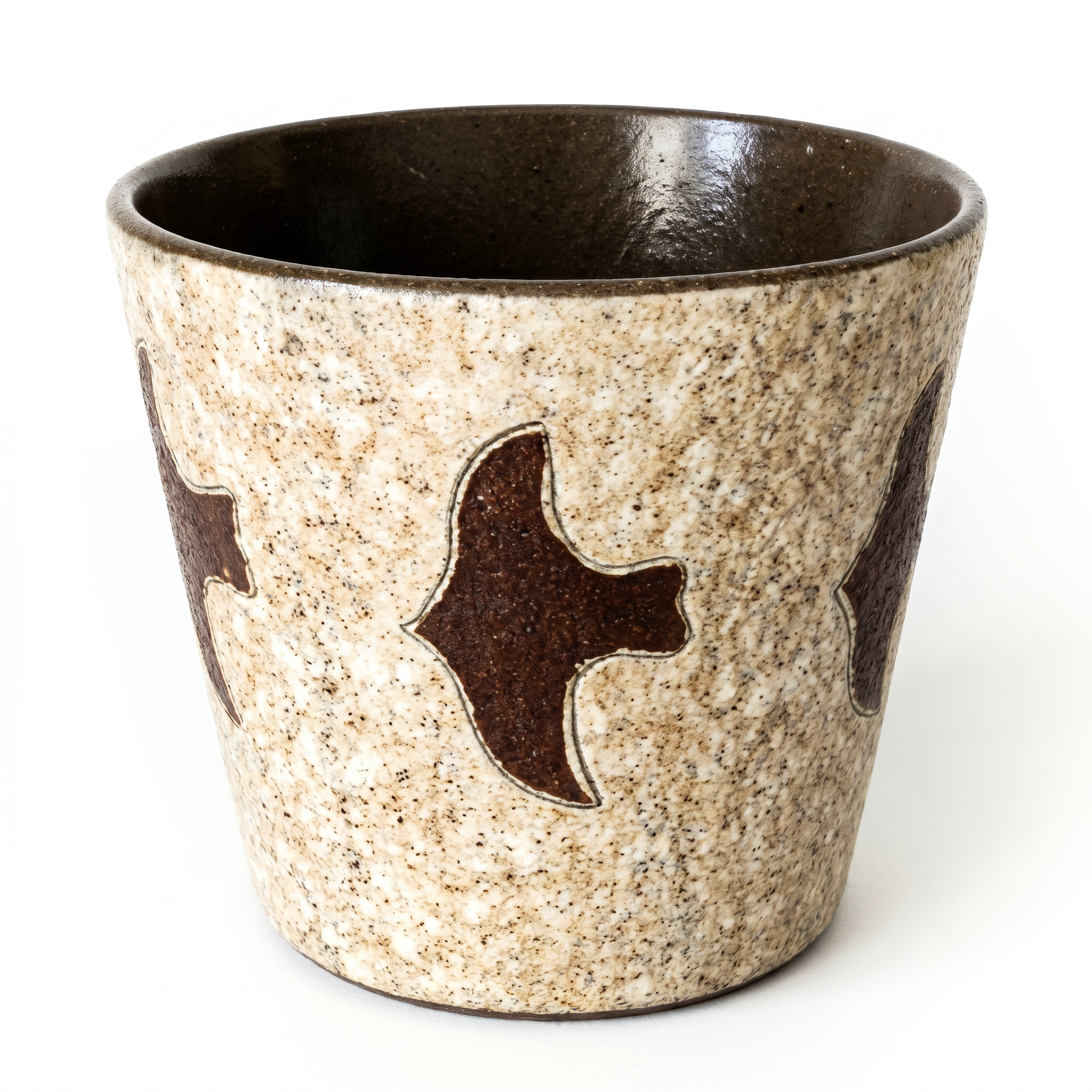 Textured Flying Bird Ceramic Cup | Sandy Stoneware Handleless Mug | Rustic Wabi-Sabi Tea Bowl | Earthy Pottery | Kove Ceramics