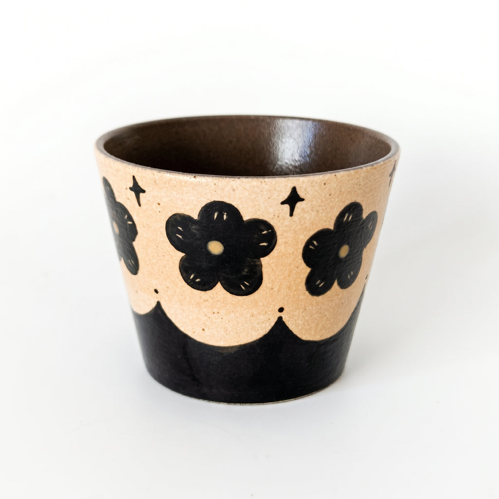 Modern Minimalist Two-Tone Ceramic Mug | Black & White Hand-Painted Cup