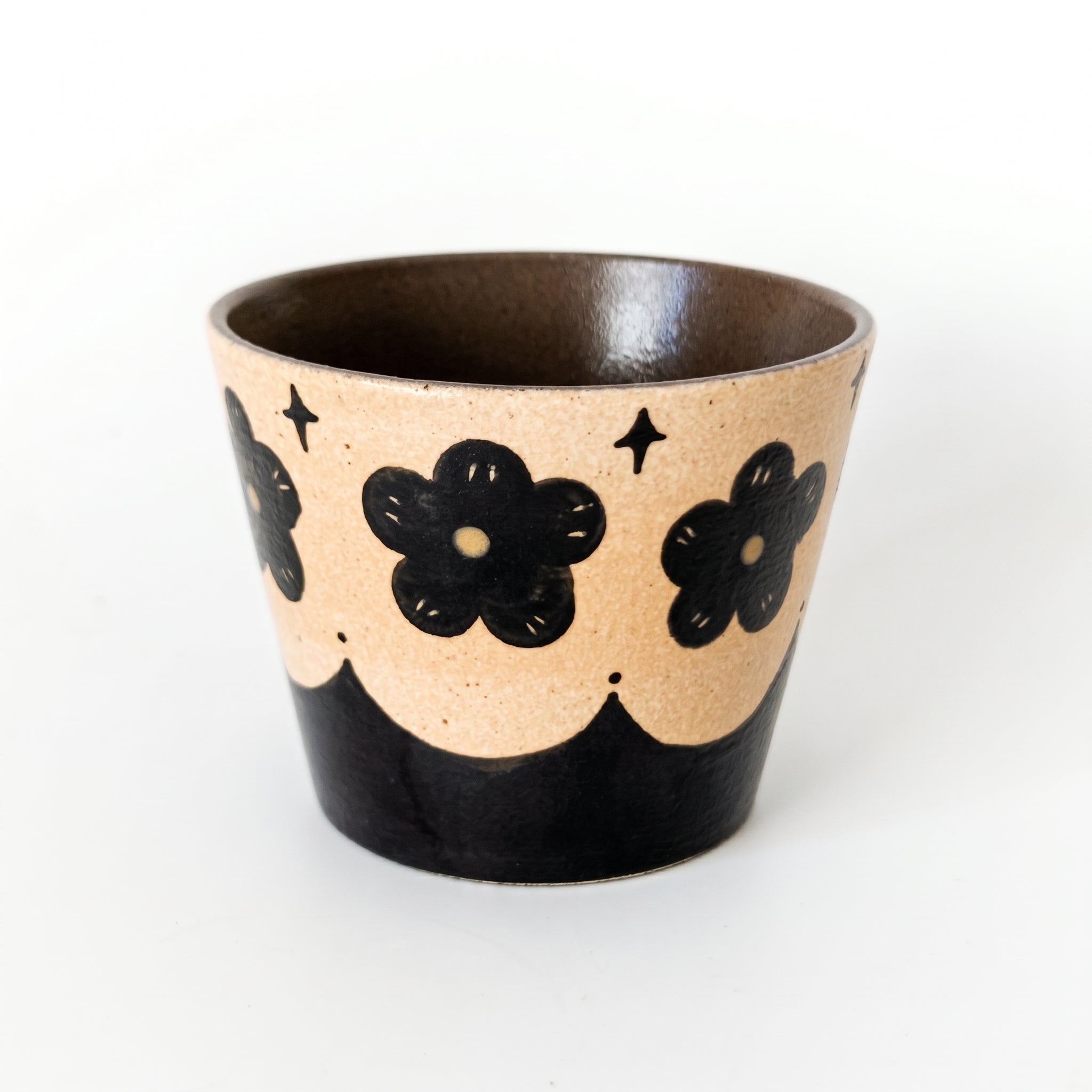 Modern Minimalist Two-Tone Ceramic Mug | Black & White Hand-Painted Cup