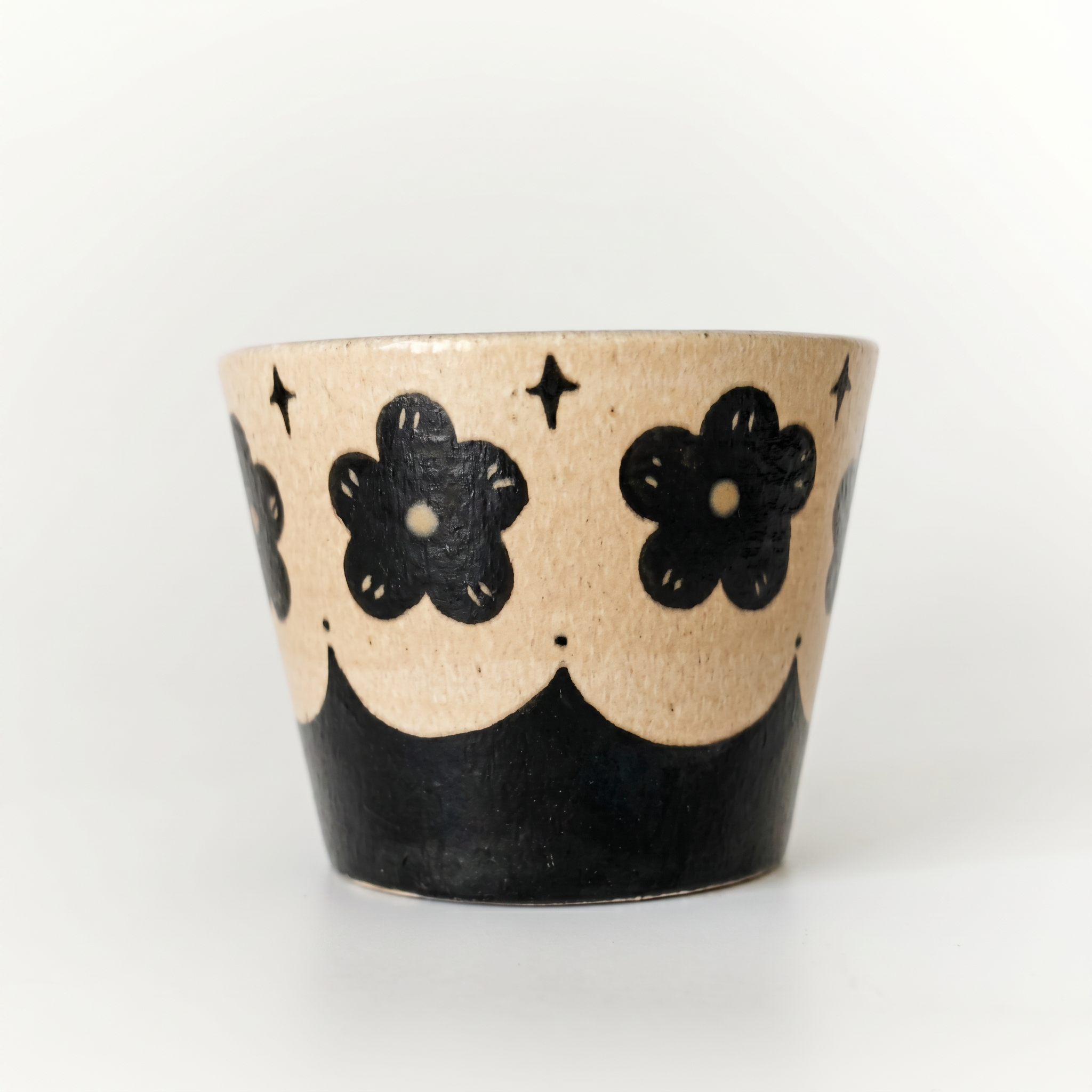 Modern Minimalist Two-Tone Ceramic Mug | Black & White Hand-Painted Cup