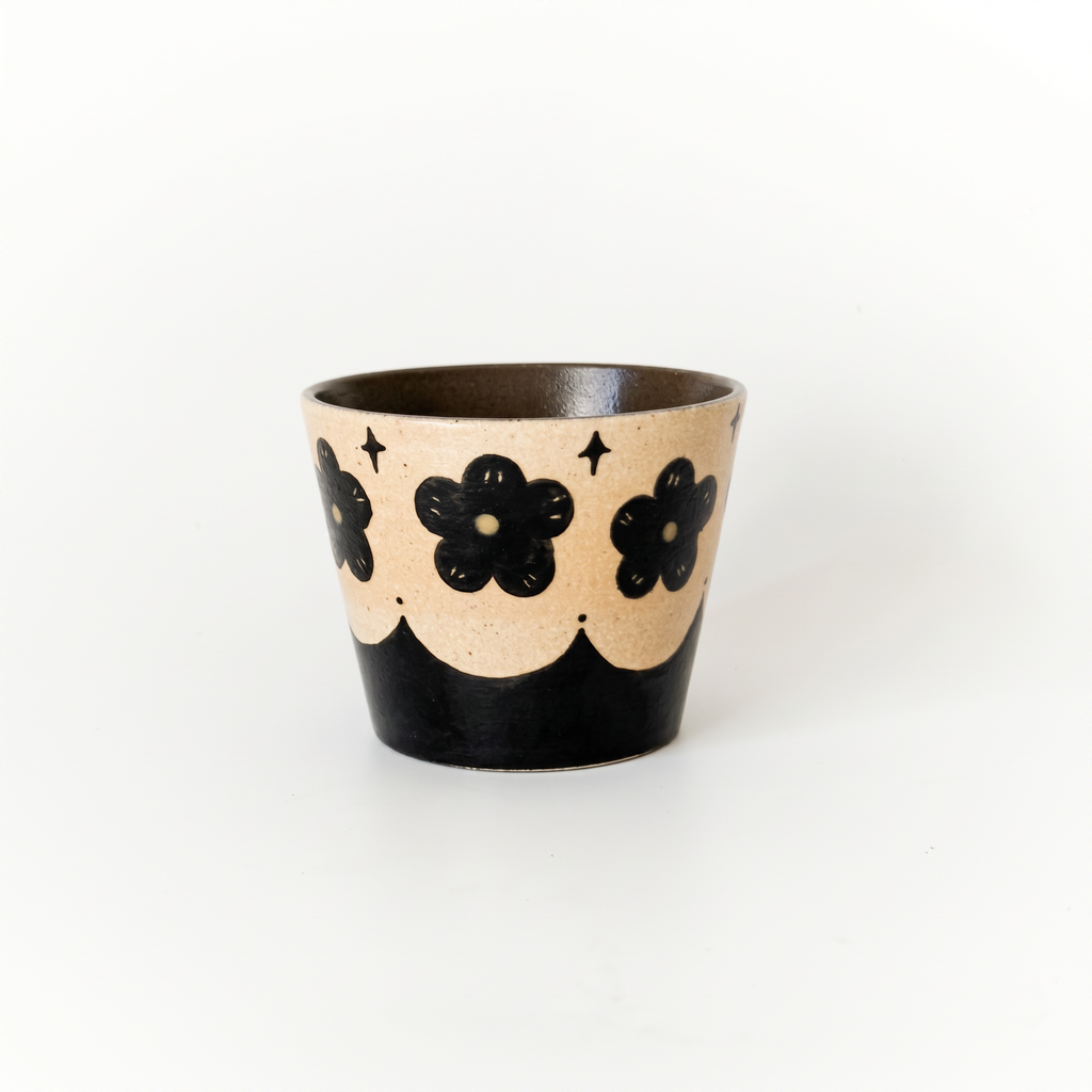 Modern Minimalist Two-Tone Ceramic Mug | Black & White Hand-Painted Cup