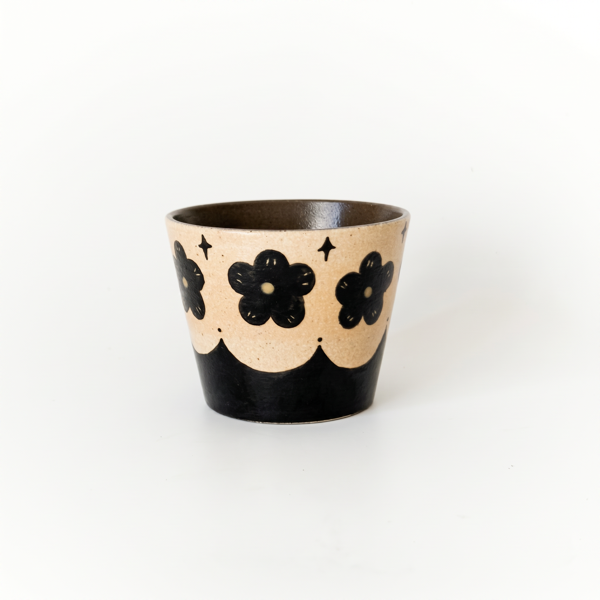 Modern Minimalist Two-Tone Ceramic Mug | Black & White Hand-Painted Cup