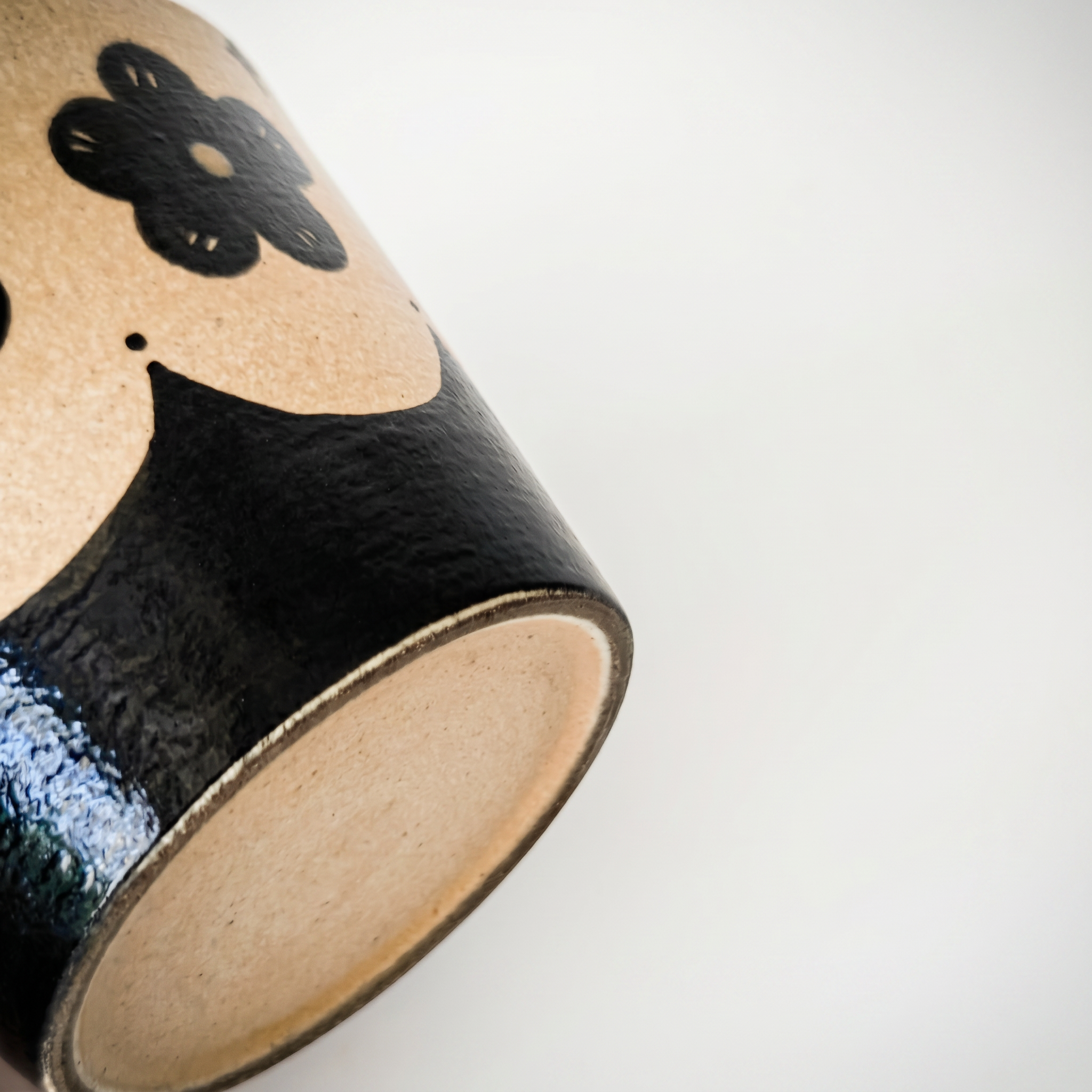 Modern Minimalist Two-Tone Ceramic Mug | Black & White Hand-Painted Cup
