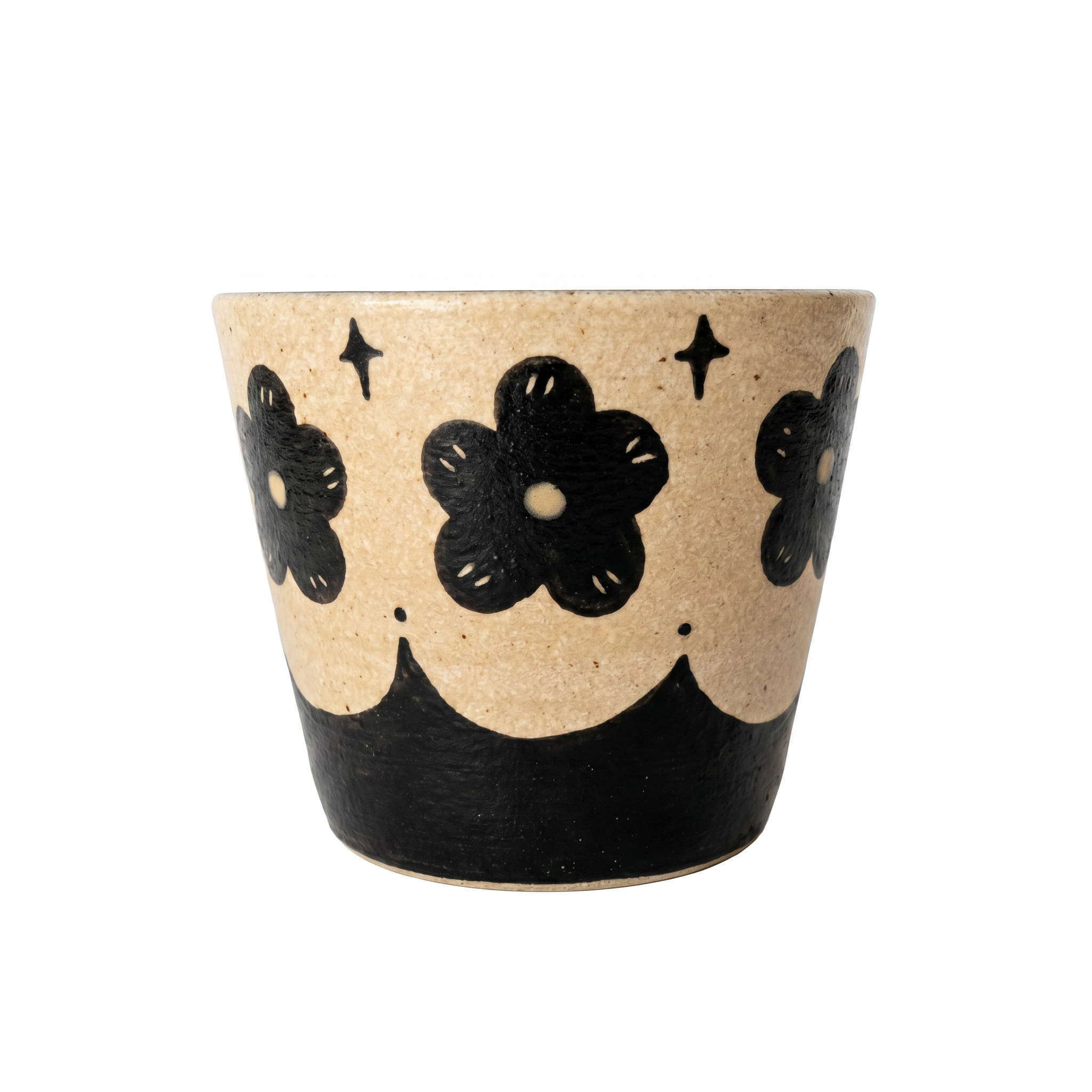Modern Minimalist Two-Tone Ceramic Mug | Black & White Hand-Painted Cup
