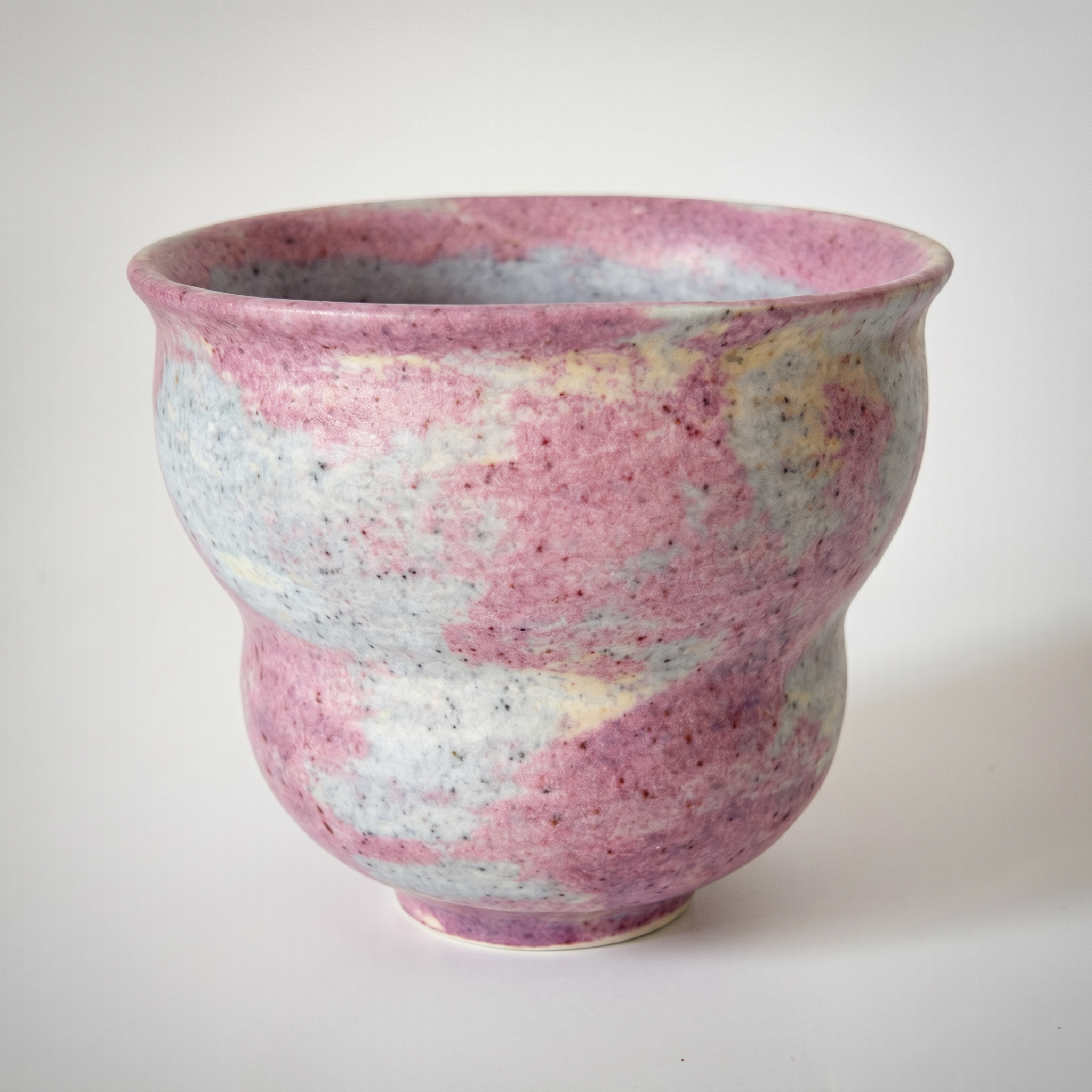 Hand-Glazed Pink Gradient Ceramic Tumbler | Artisan Wabi-Sabi Tea Cup