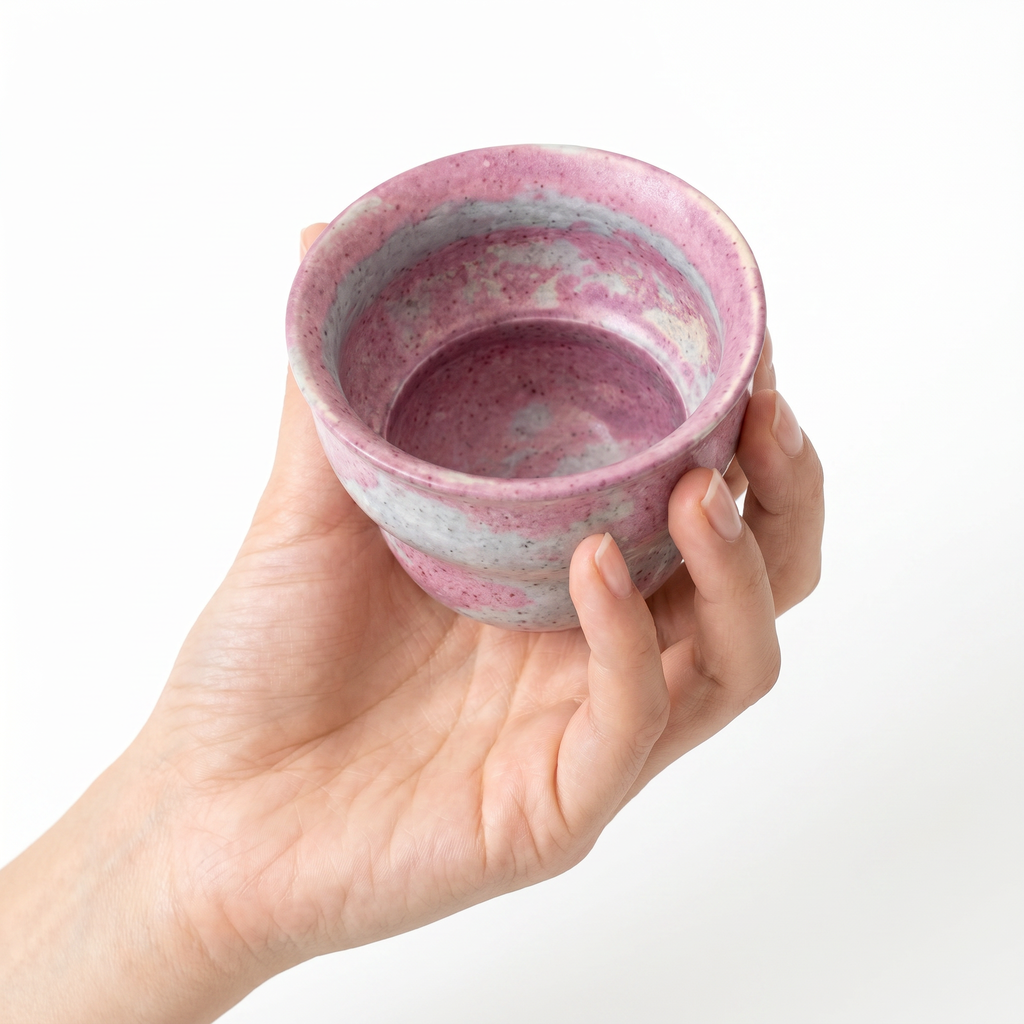 Hand-Glazed Pink Gradient Ceramic Tumbler | Artisan Wabi-Sabi Tea Cup