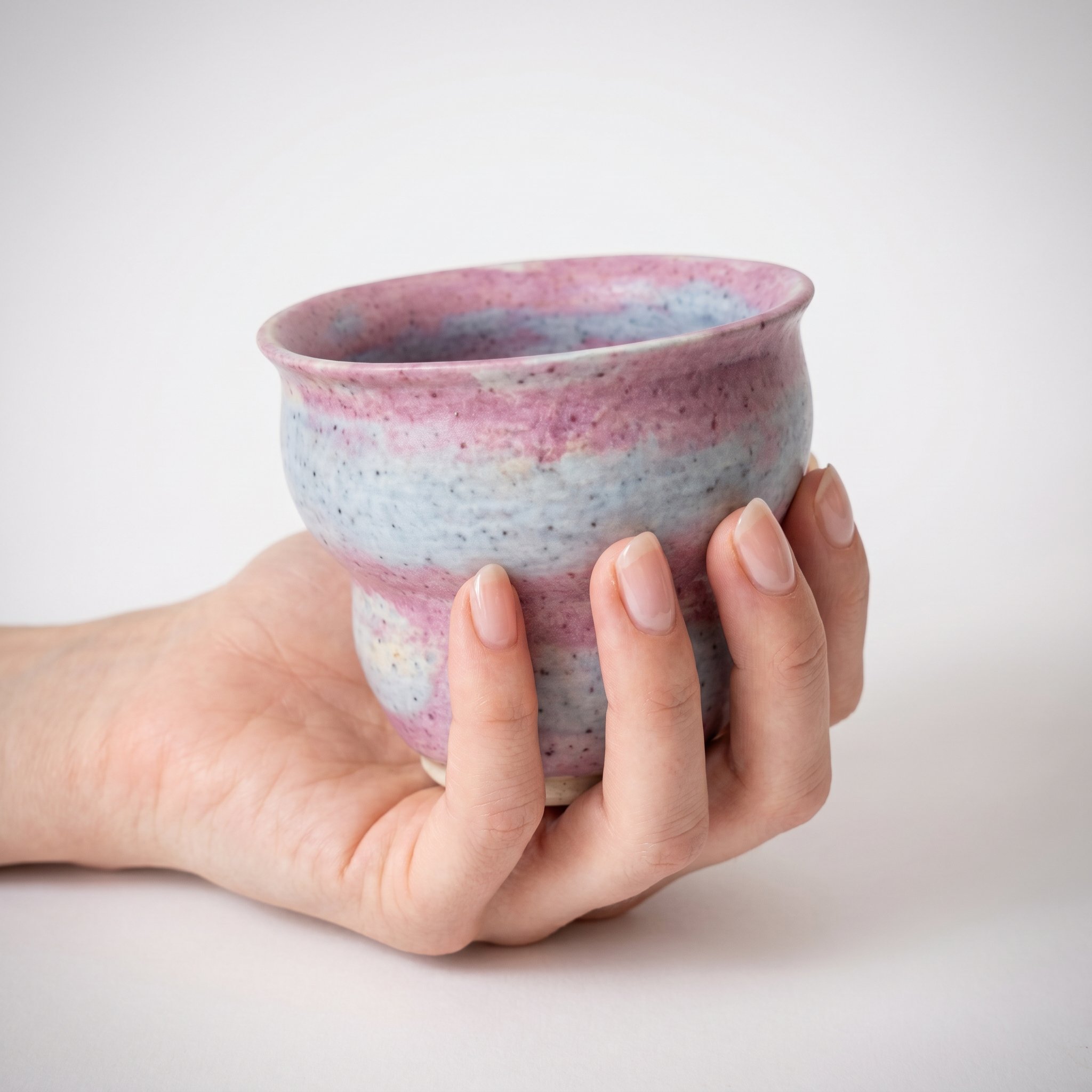 Hand-Glazed Pink Gradient Ceramic Tumbler | Artisan Wabi-Sabi Tea Cup