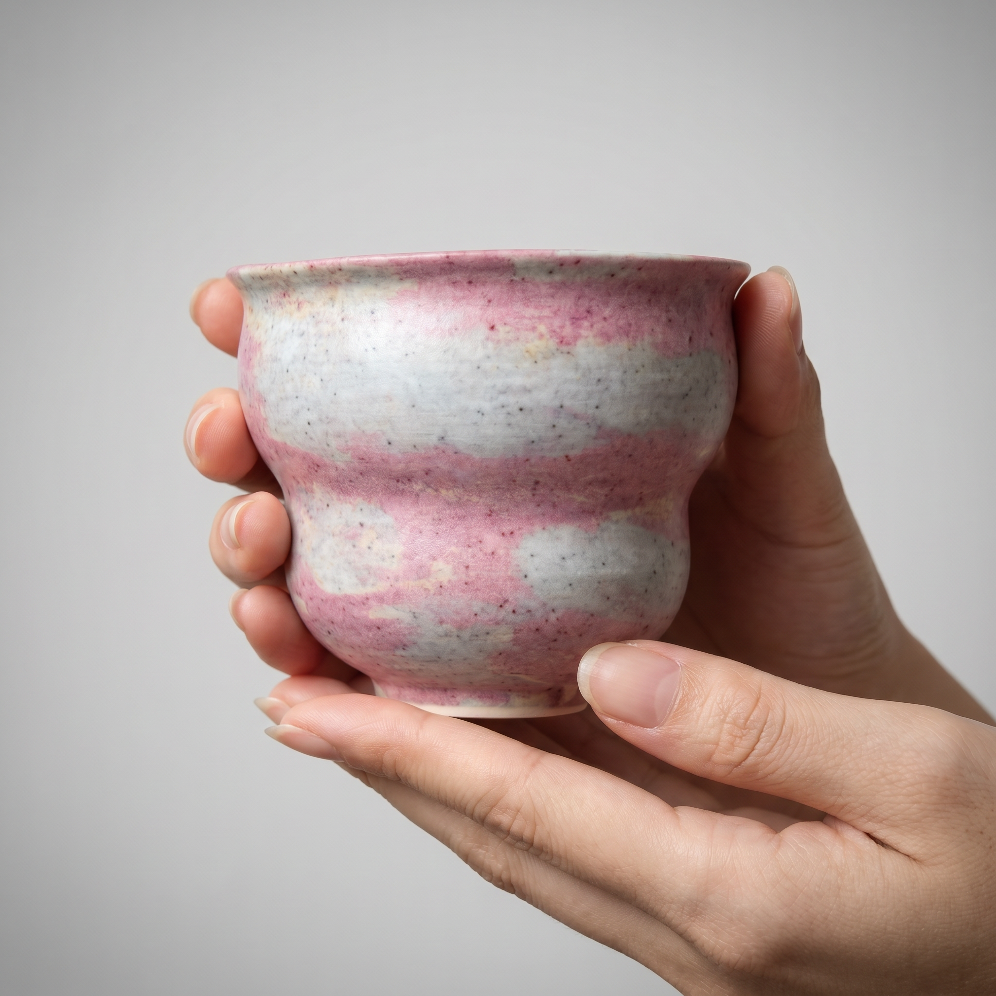 Hand-Glazed Pink Gradient Ceramic Tumbler | Artisan Wabi-Sabi Tea Cup