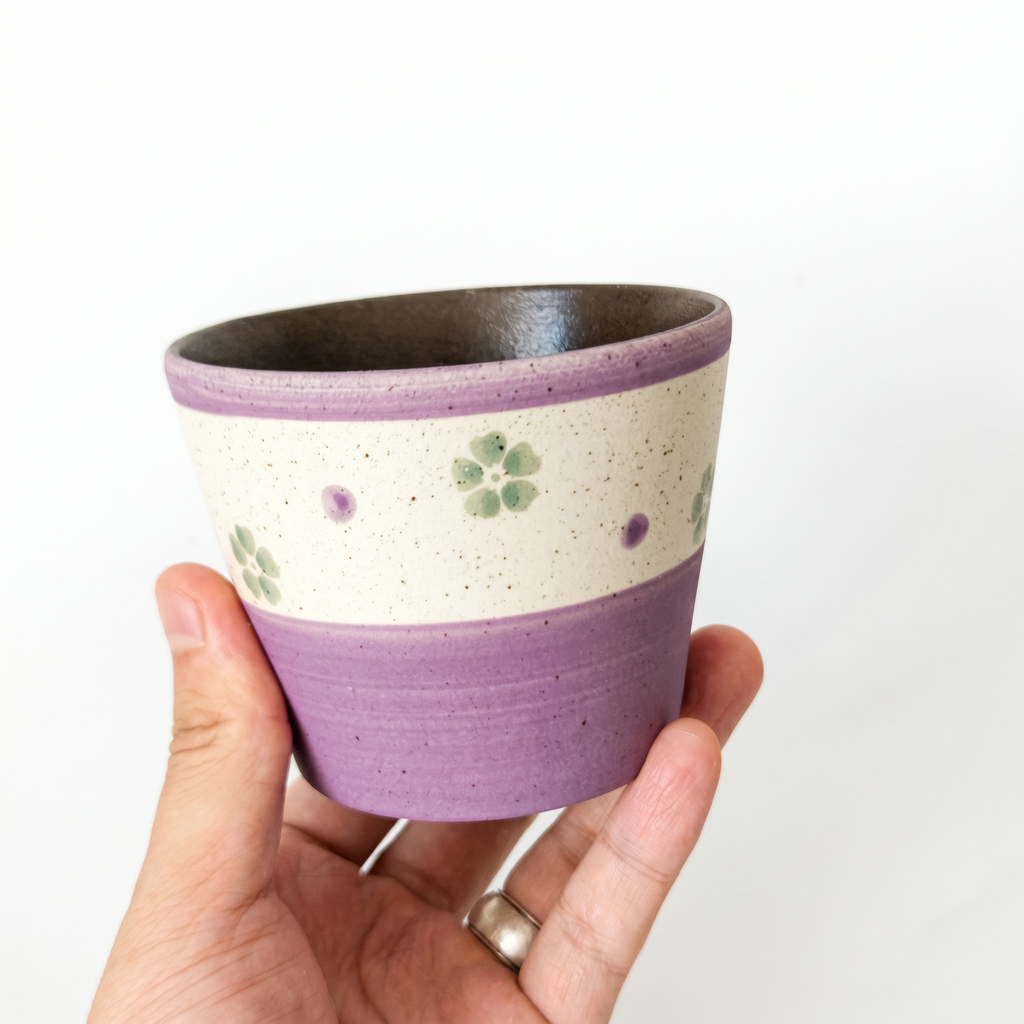 Vintage Scalloped Handmade Ceramic mug | Hand-Painted Wavy Rim Cup