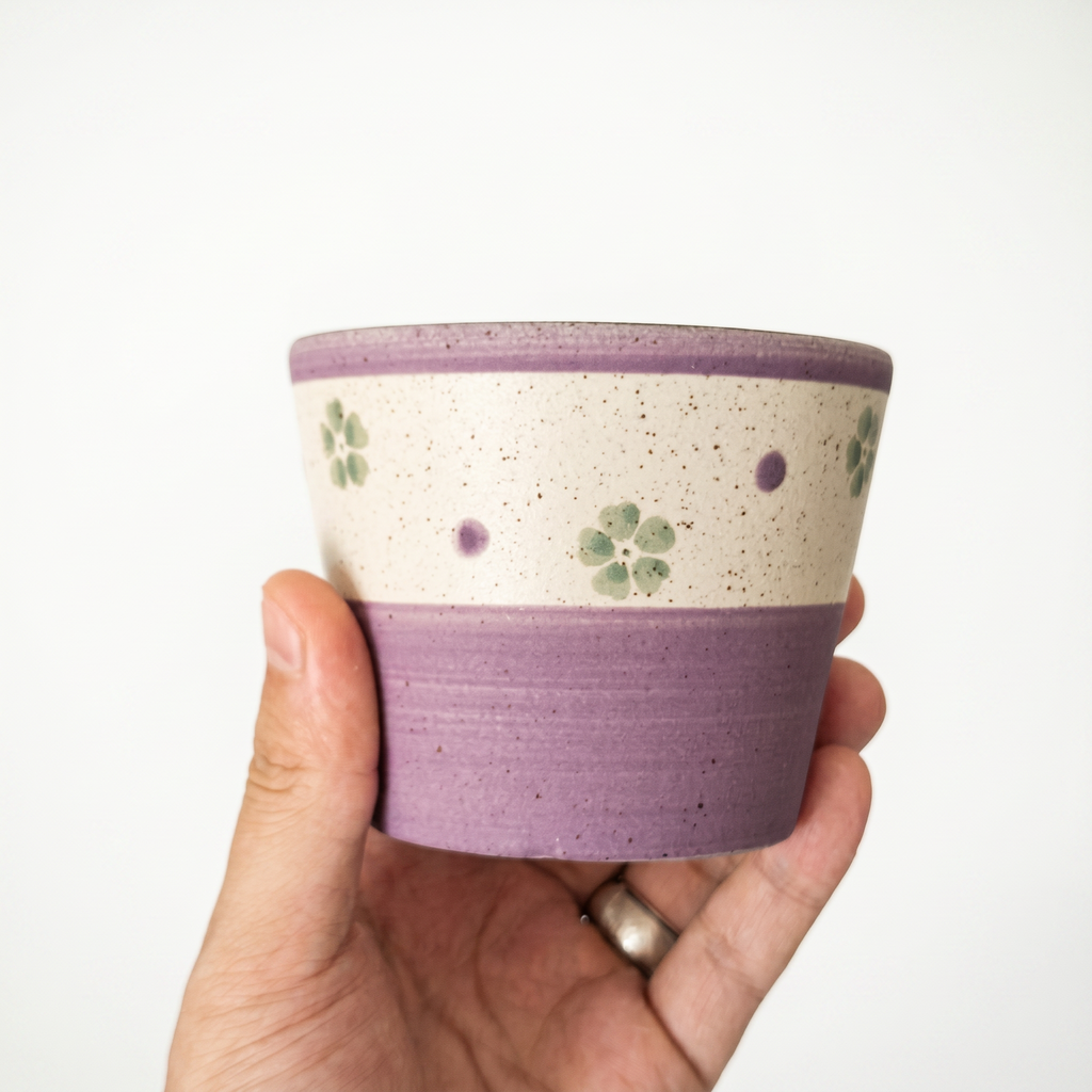 Vintage Scalloped Handmade Ceramic mug | Hand-Painted Wavy Rim Cup